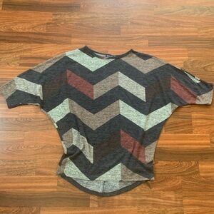 Olivia Blu Chevron Top Women’s Small 3/4 Sleeves Casual Retro Batwing RN 126144